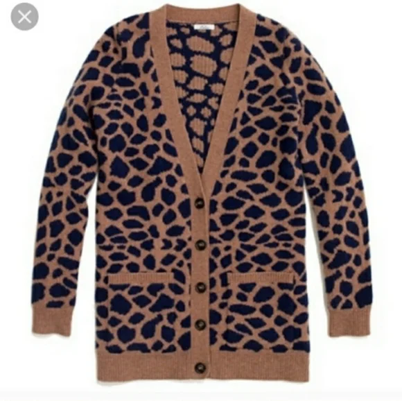 WALLACE animal print cardigan v-neck long sweater - Picture 2 of 9